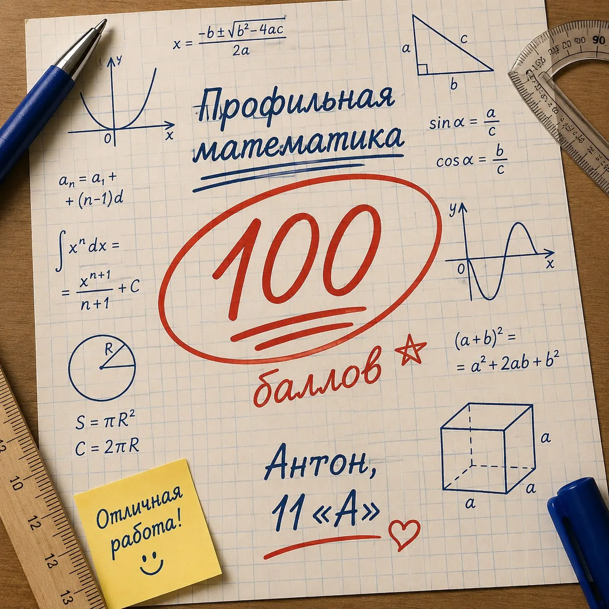 💯 Первые 100!

С гордостью делимся первыми высокими результатами!
Выпускник 11 «А» класса Антон наб