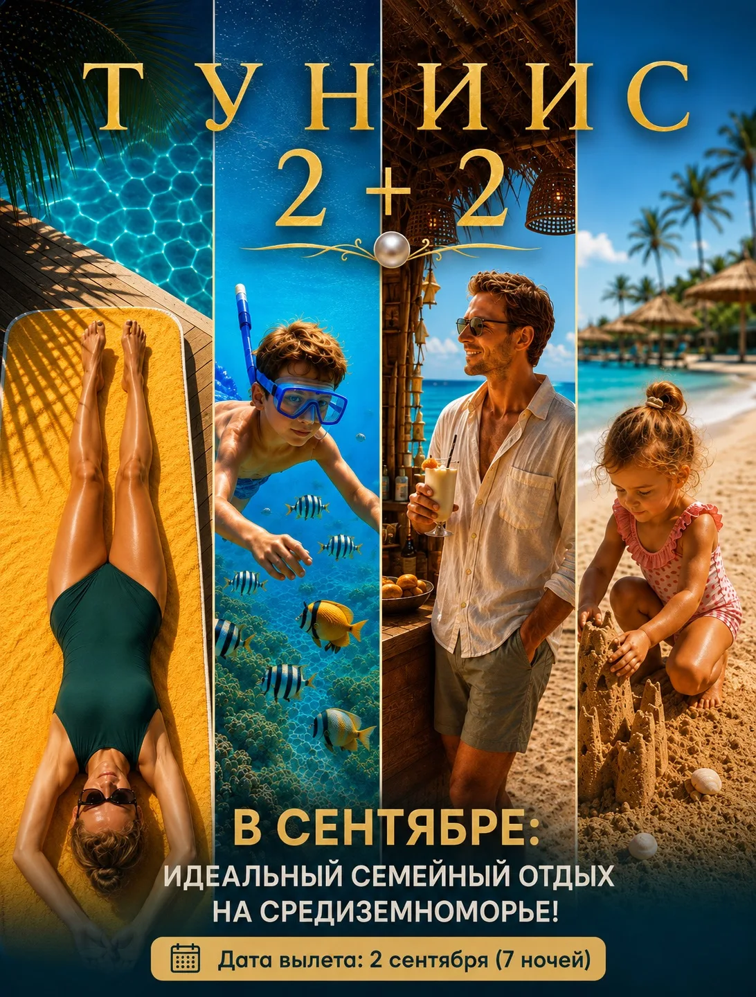 ТУНИС В СЕНТЯБРЕ: ИДЕАЛЬНЫЙ СЕМЕЙНЫЙ ОТДЫХ ДЛЯ 2+2 НА СРЕДИЗЕМНОМОРЬЕ! 🇹🇳🌊👨‍👩‍👧‍👦
