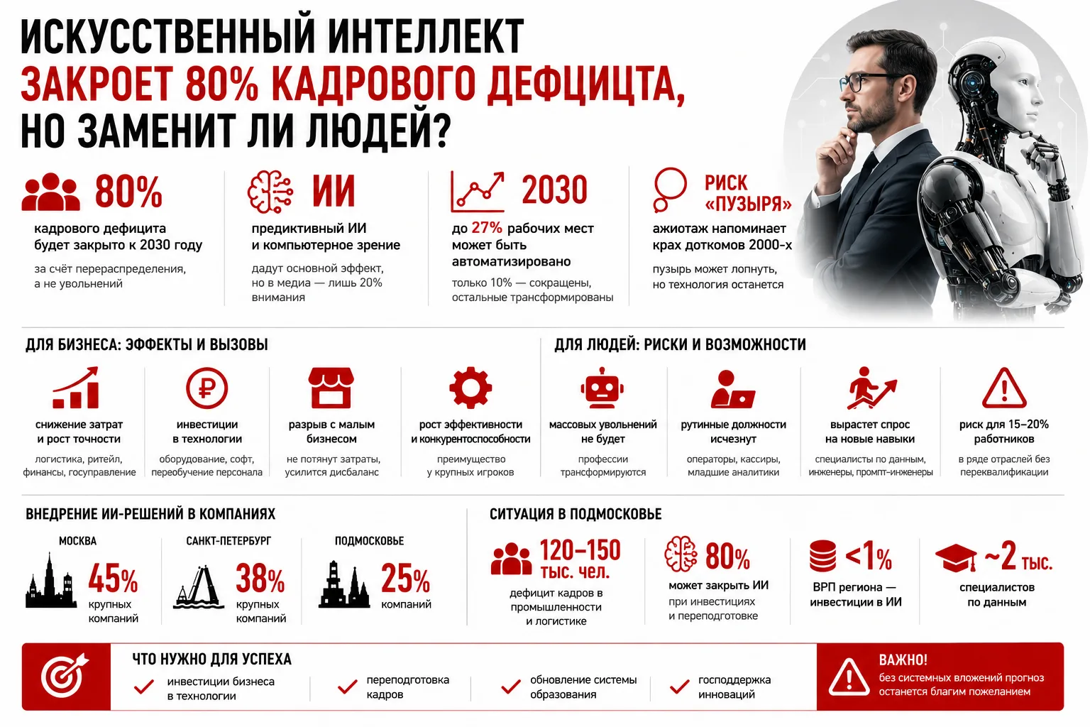 Искусственный интеллект закроет 80% кадрового дефицита, но заменит ли людей?
