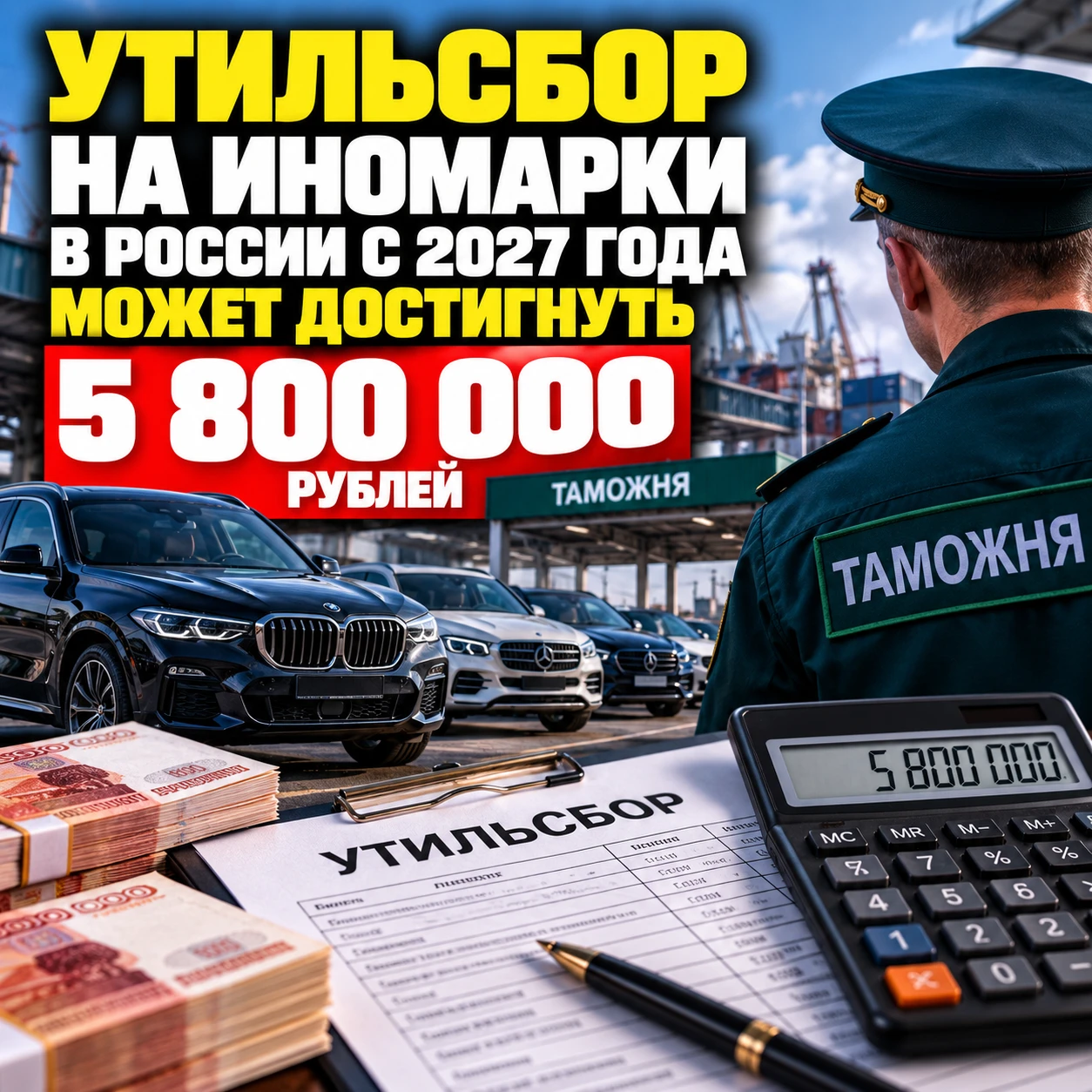 Утильсбор на иномарки в России с 2027 года может достигнуть 5 800 000 рублей
