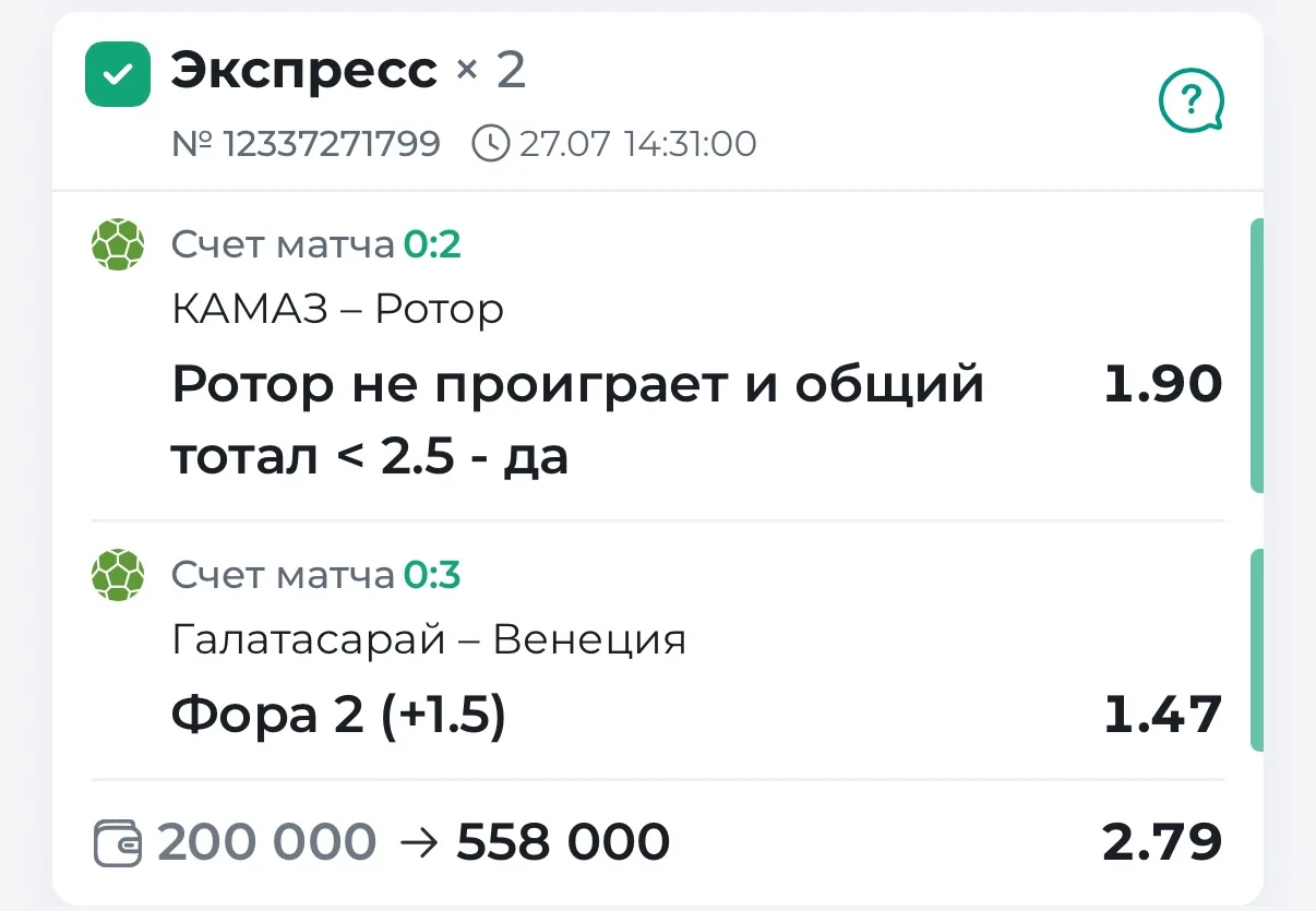 С ПОБЕДОЙ ПО ДВОЙНИКУ 2.79
✅✅✅✅✅✅✅✅✅✅✅

Все играет идеально как нам надо – Ротор выигрывает встречу 