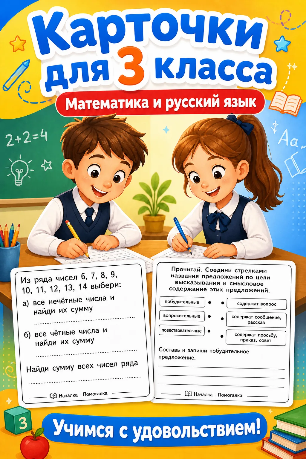 Карточки для учеников 3 класса 📚