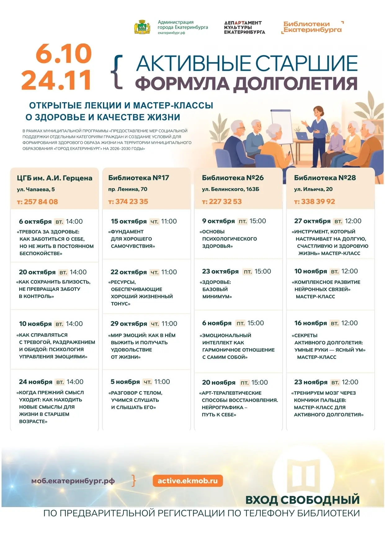 «Активные старшие. Формула долголетия» в Библиотеках Екатеринбурга!