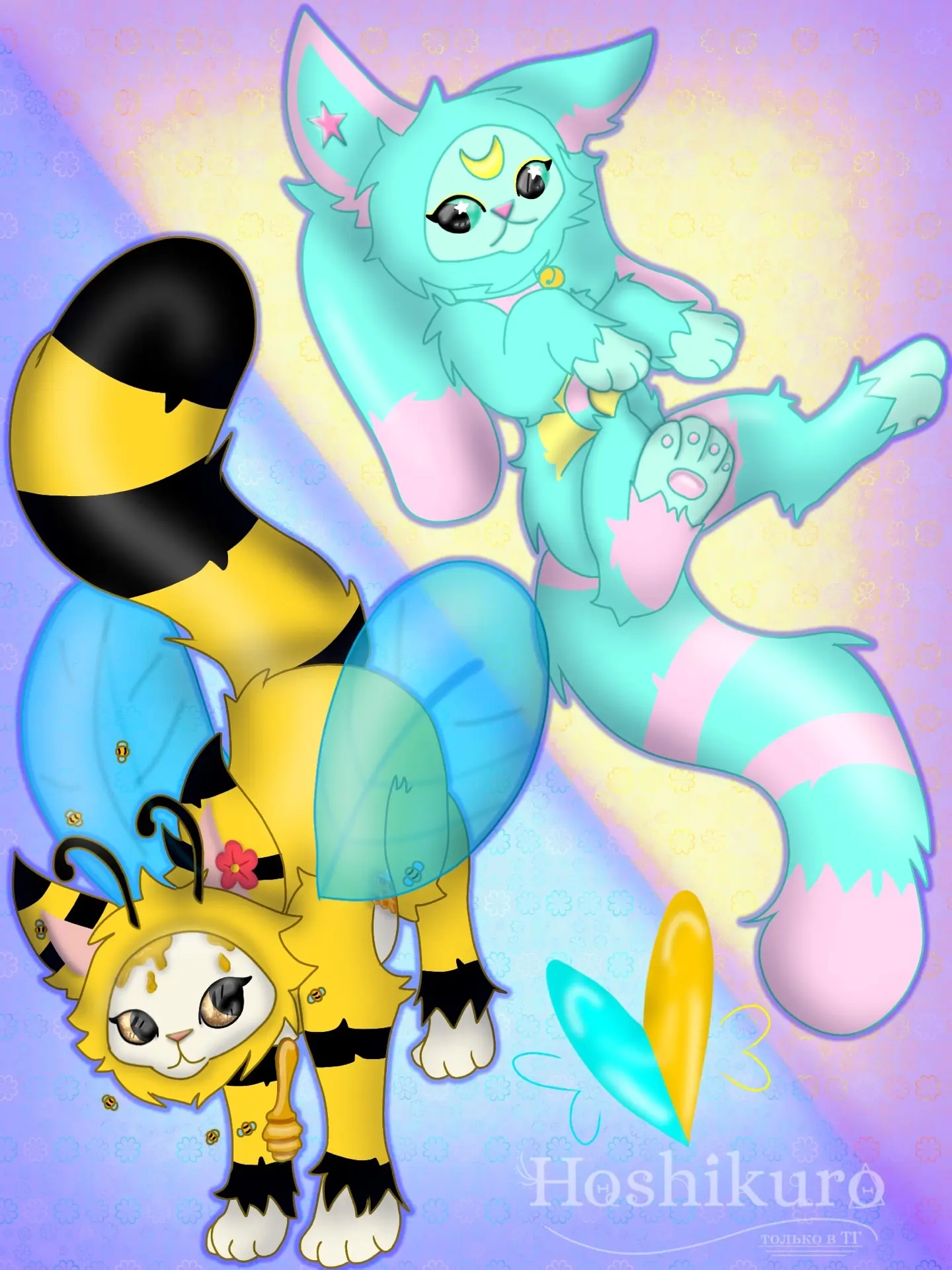 Арт на Лунокис 🫶 Хани и Банни 💛🩵 От Hoshikuro