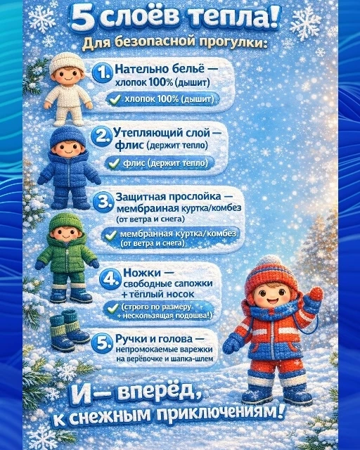 🧣 Одеваемся правильно: готовимся к снежным и морозным прогулкам! ❄️