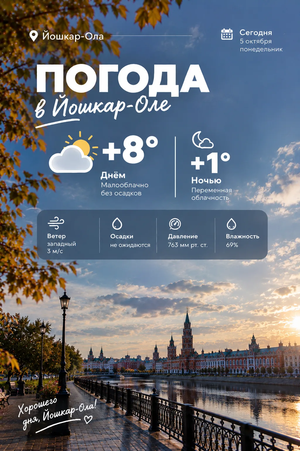 🌤 ПОГОДА В ЙОШКАР-ОЛЕ | 5 ОКТЯБРЯ