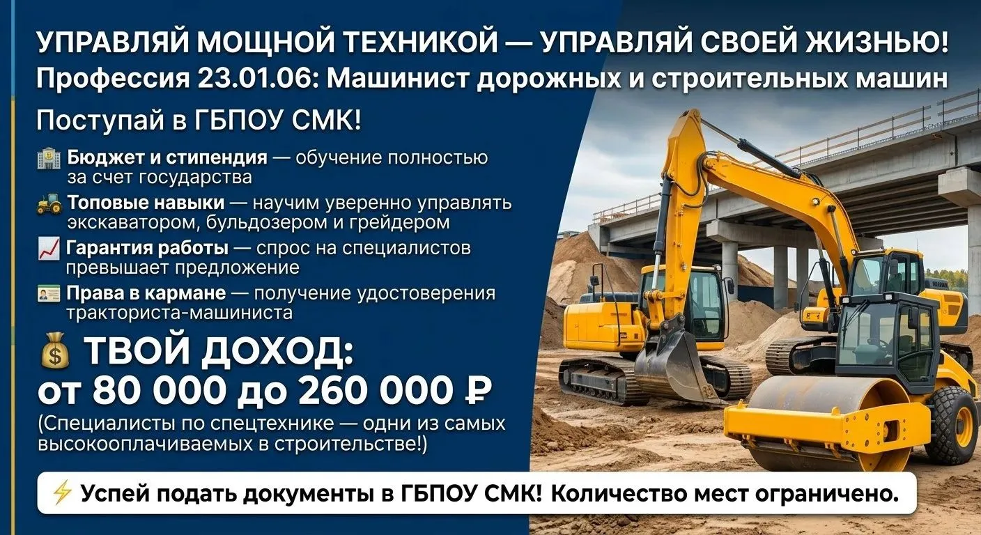 👷Профессия машиниста дорожных и строительных машин — это востребованная рабочая специальность, упра