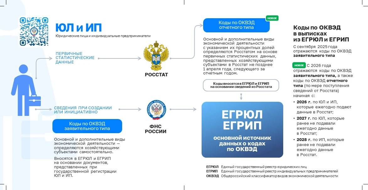 ⚡️ФНС России напоминает, как вносятся коды ОКВЭД в реестры ЕГРЮЛ и ЕГРИП  С 01.09.2025 изменился пор