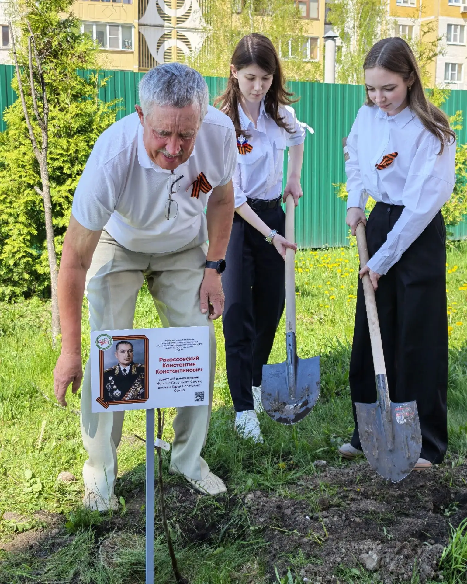 В память о героях в школах Курска посадили цветы и деревья  В преддверии Дня Победы в школе № 35 им.