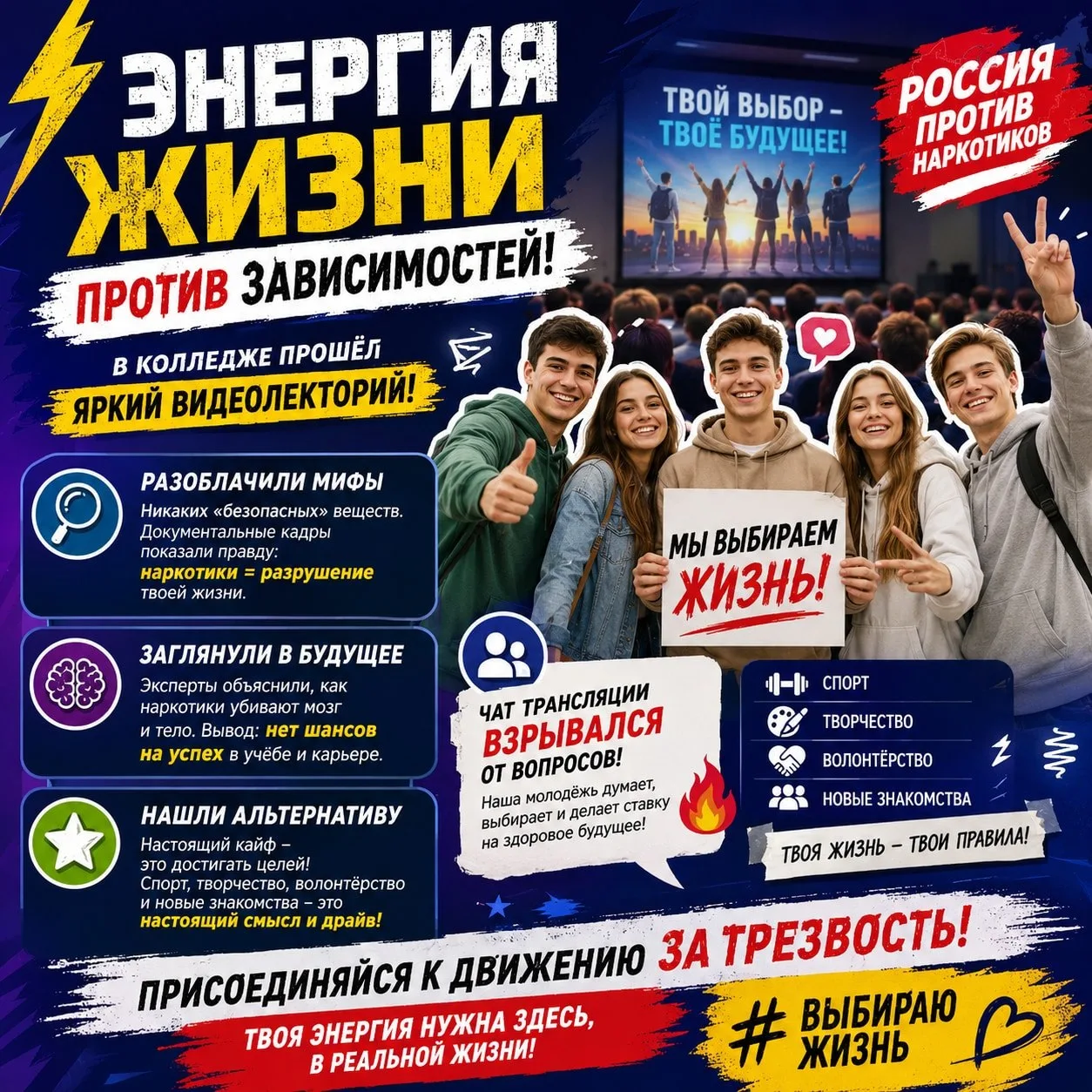 ⚡ Энергия жизни против зависимостей: в колледже прошёл яркий видеолекторий! ⚡

В рамках антинаркотич