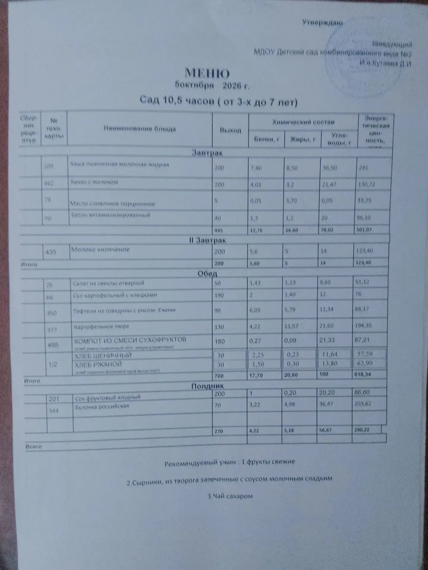 Здоровое питание:05.10.2026г.