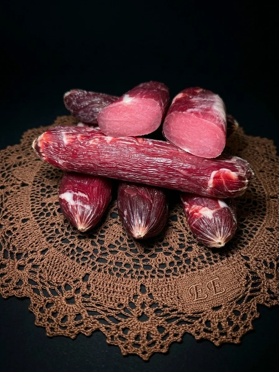Сыровял свиная вырезка , оболочка мембрин , потеря веса составила 40-41%, вкус отличный...