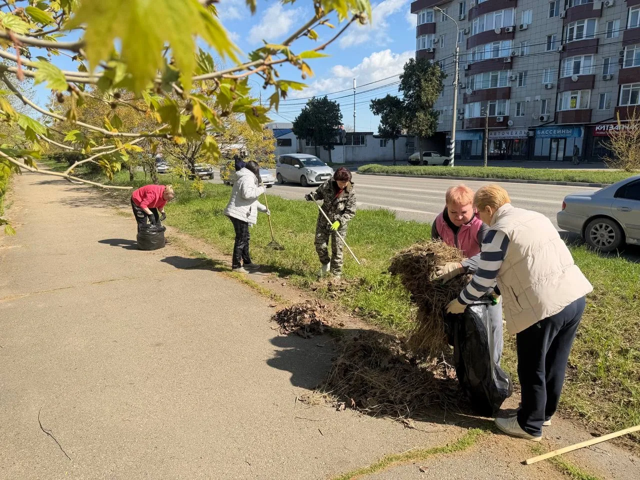 Одной из центральных локаций субботника стала Аллея роз  Здесь объединились сотрудники коммунальных 