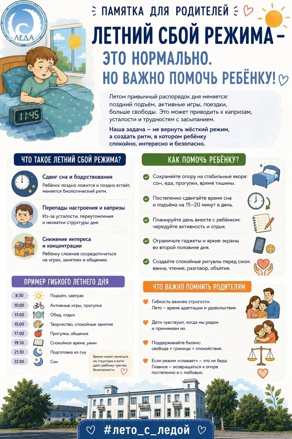 ☀️  Летний сбой режима - это нормально. Но важно помочь ребёнку адаптироваться.