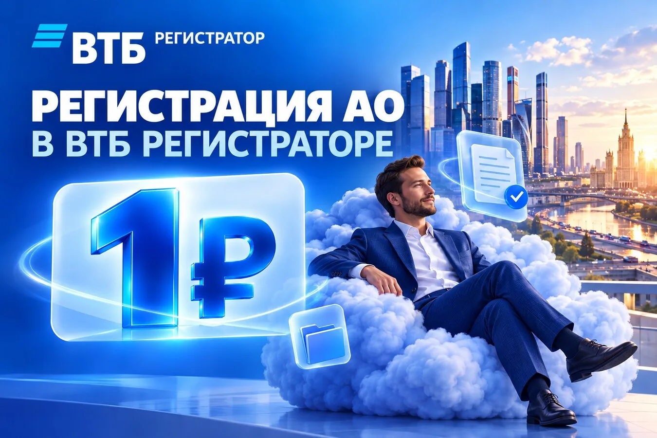 Создание АО всего 1₽ в ВТБ Регистратор. Не пропустите.