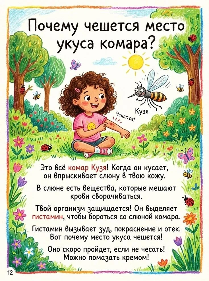 ☀️Почему укус комара чешется?🦟
