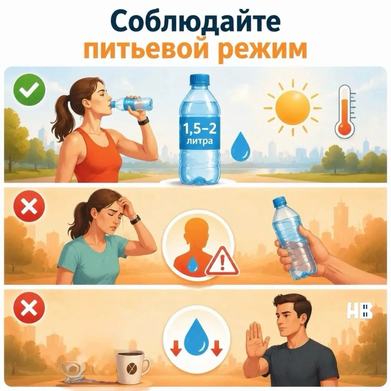 В жаркую погоду медицинские работники рекомендуют соблюдать меры безопасности, чтобы не...