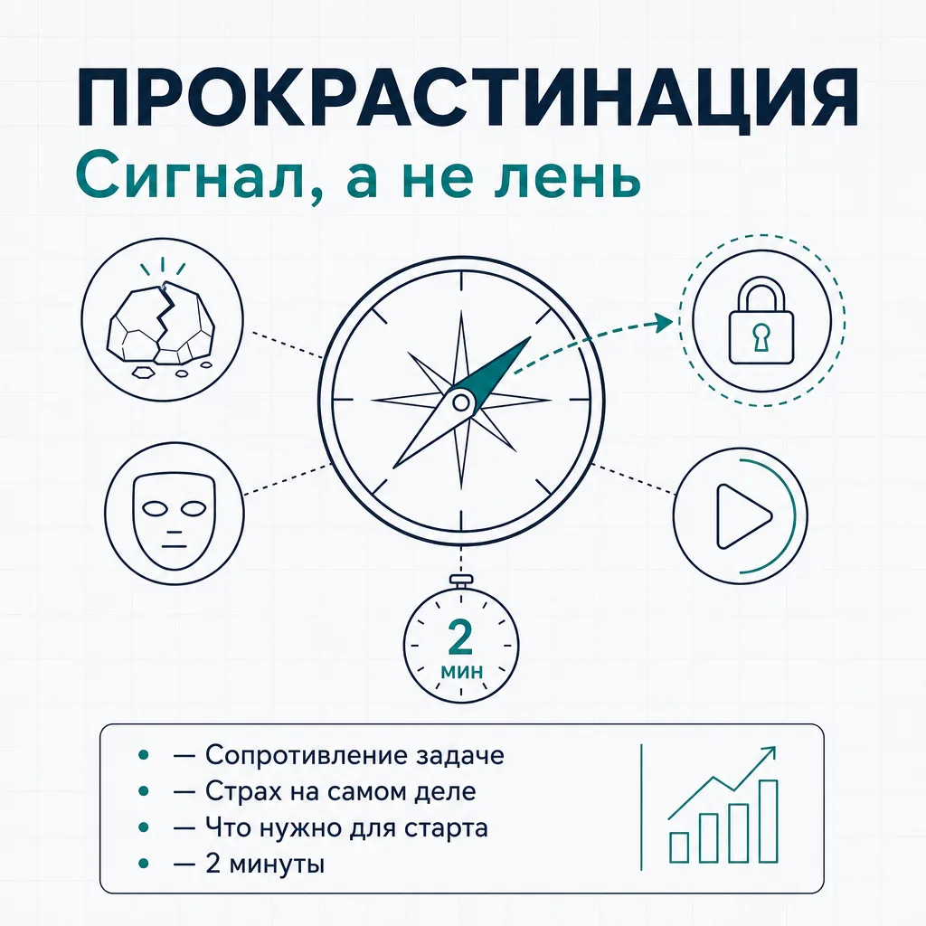 Прокрастинация — это не лень, а навигатор  Вы откладываете задачу. Ругаете себя. А с любимыми делами