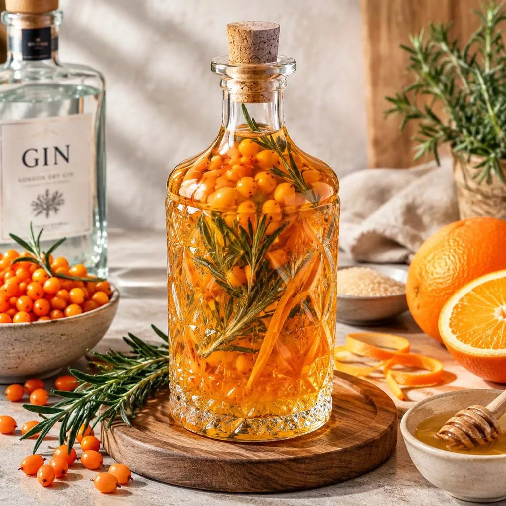 Облепиховая настойка на джине с розмарином 🧡🌿🥃