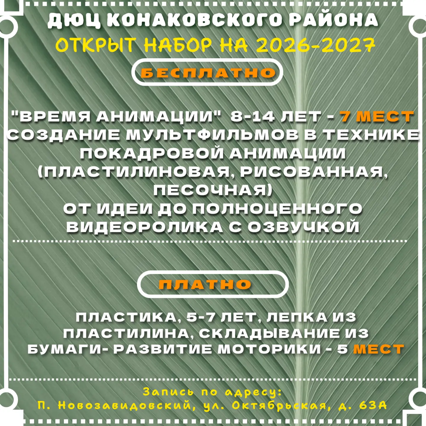 Продолжается запись в творческие объединения на новый учебный год 2026-2027.