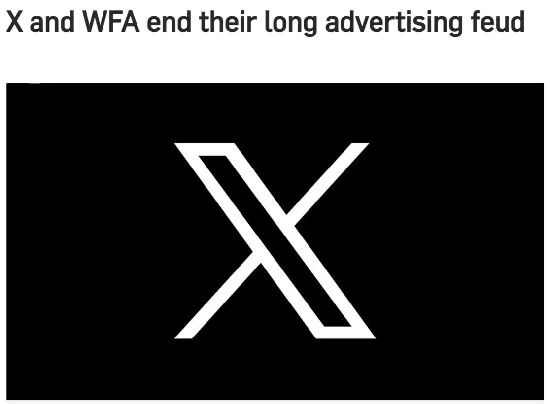 🤔X (бывший Twitter) и Всемирная федерация рекламодателей (WFA) завершили почти двухлетний судебный 