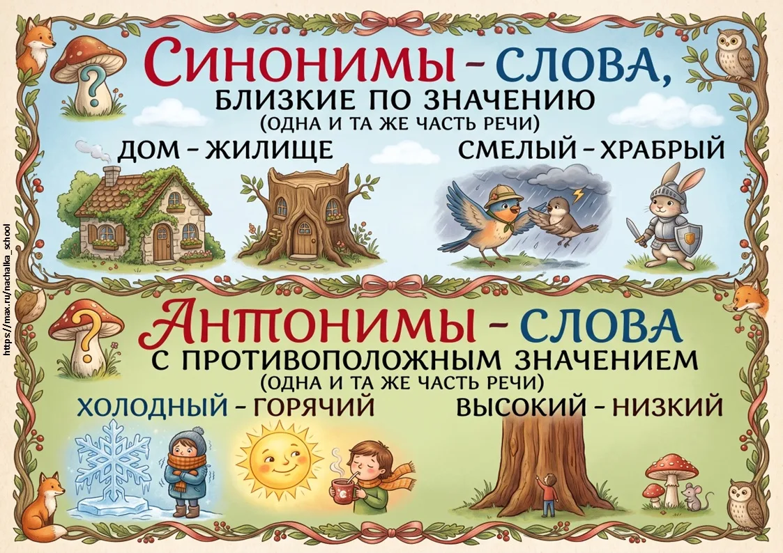 Визуальные опоры: Синонимы и Антонимы.