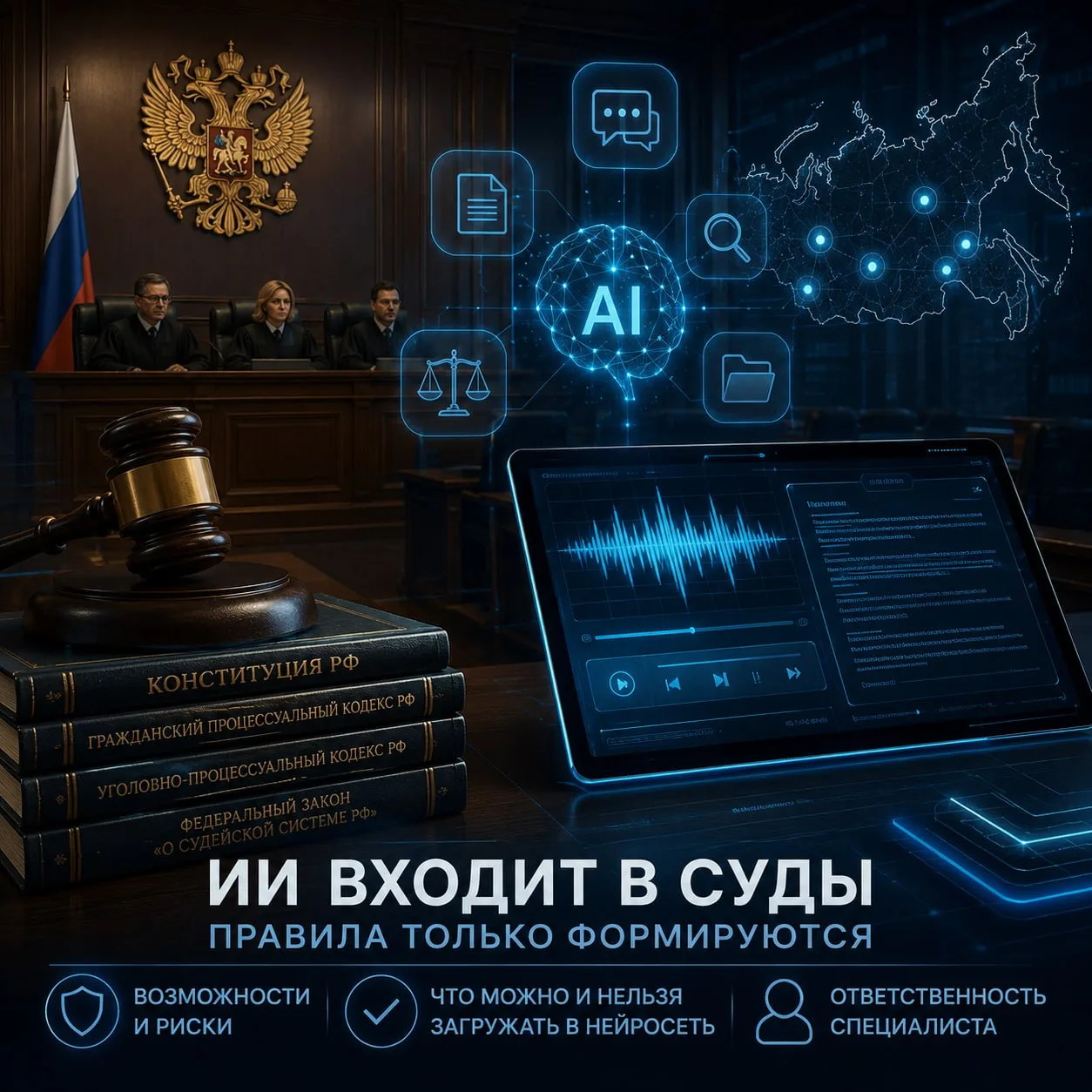 Суды десяти регионов России начали тестировать ИИ прямо в зале заседаний ❗️