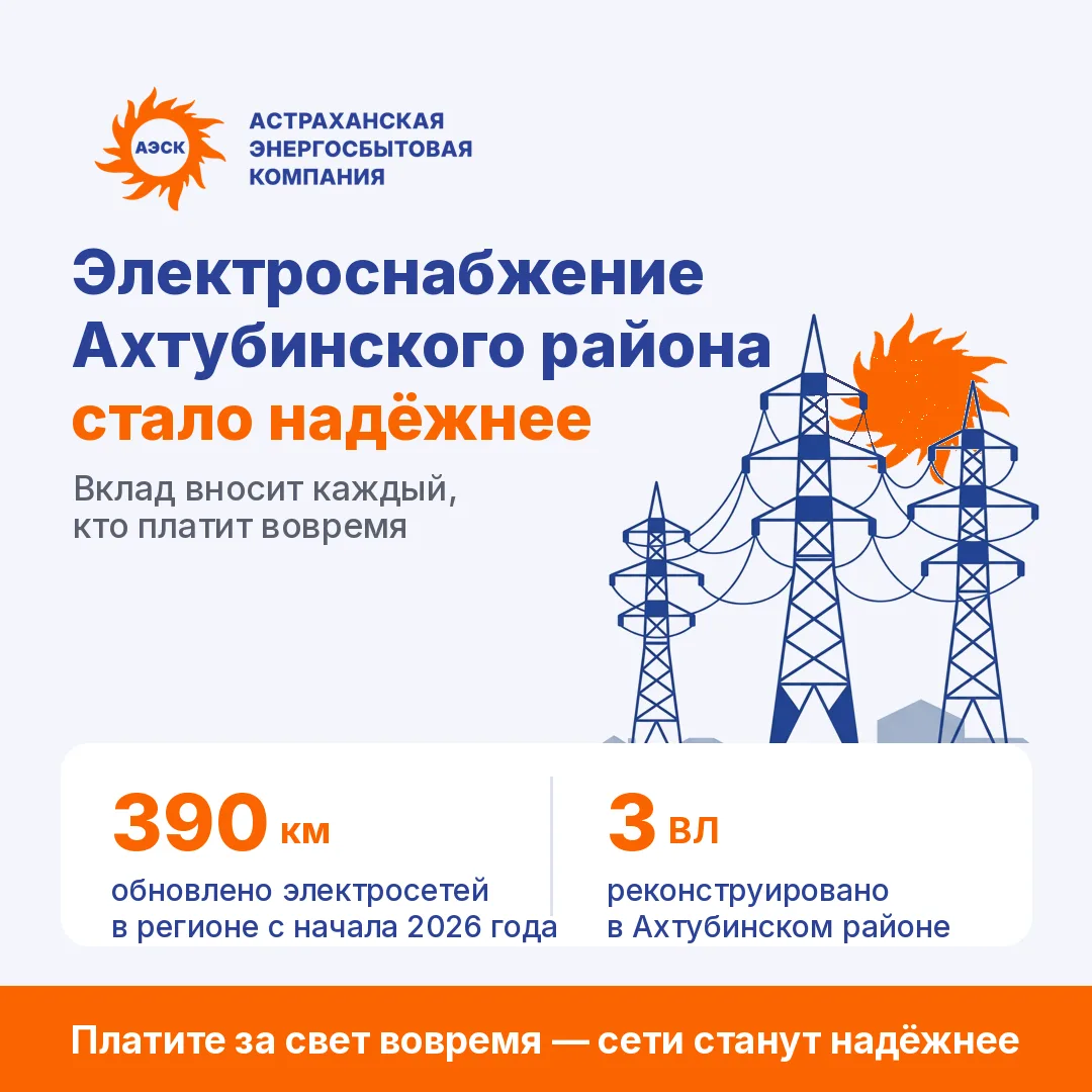 Электроснабжение жителей Ахтубинского района стало надежнее.