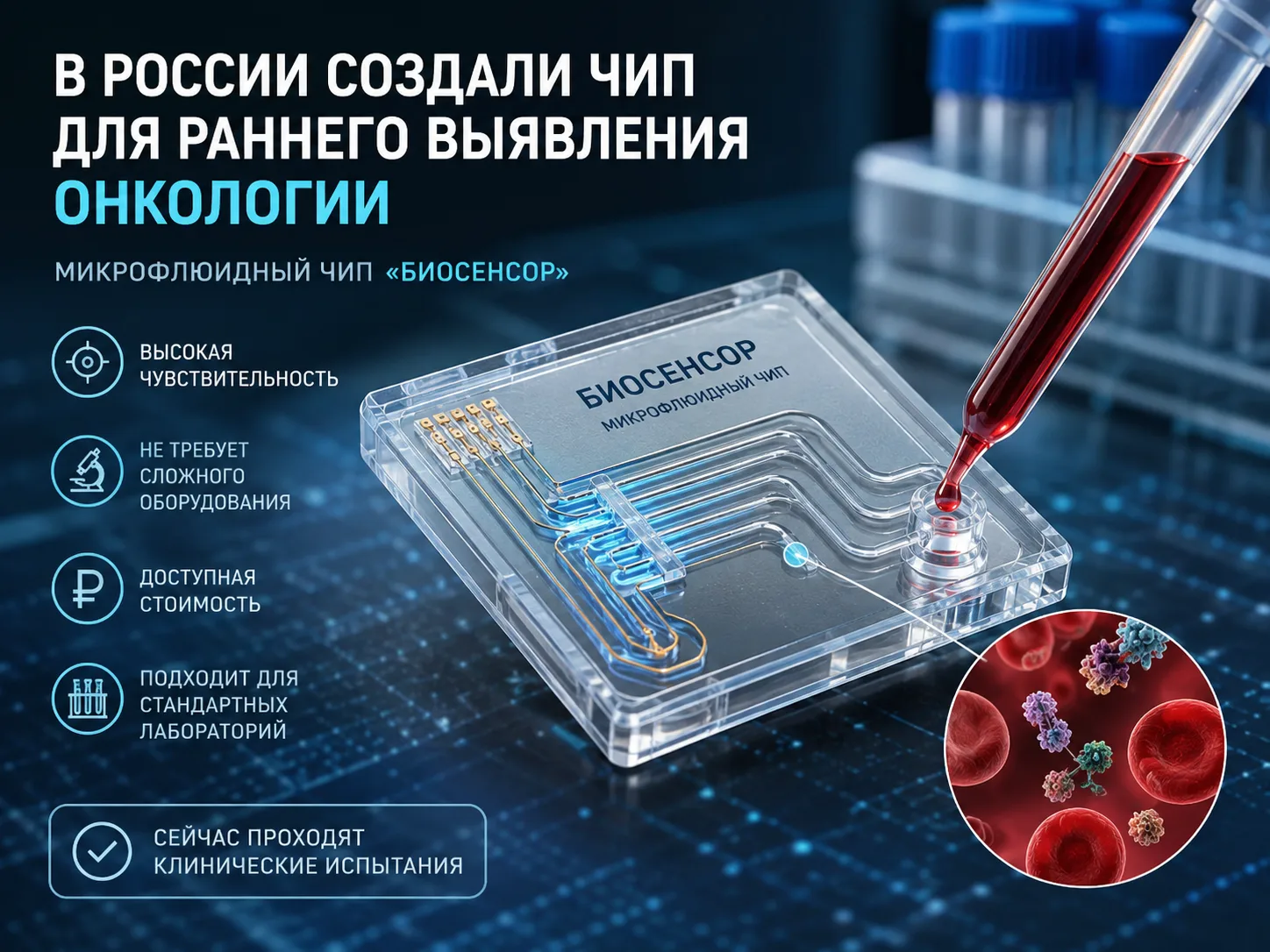 🔬 В России разработали наночип для ранней диагностики рака