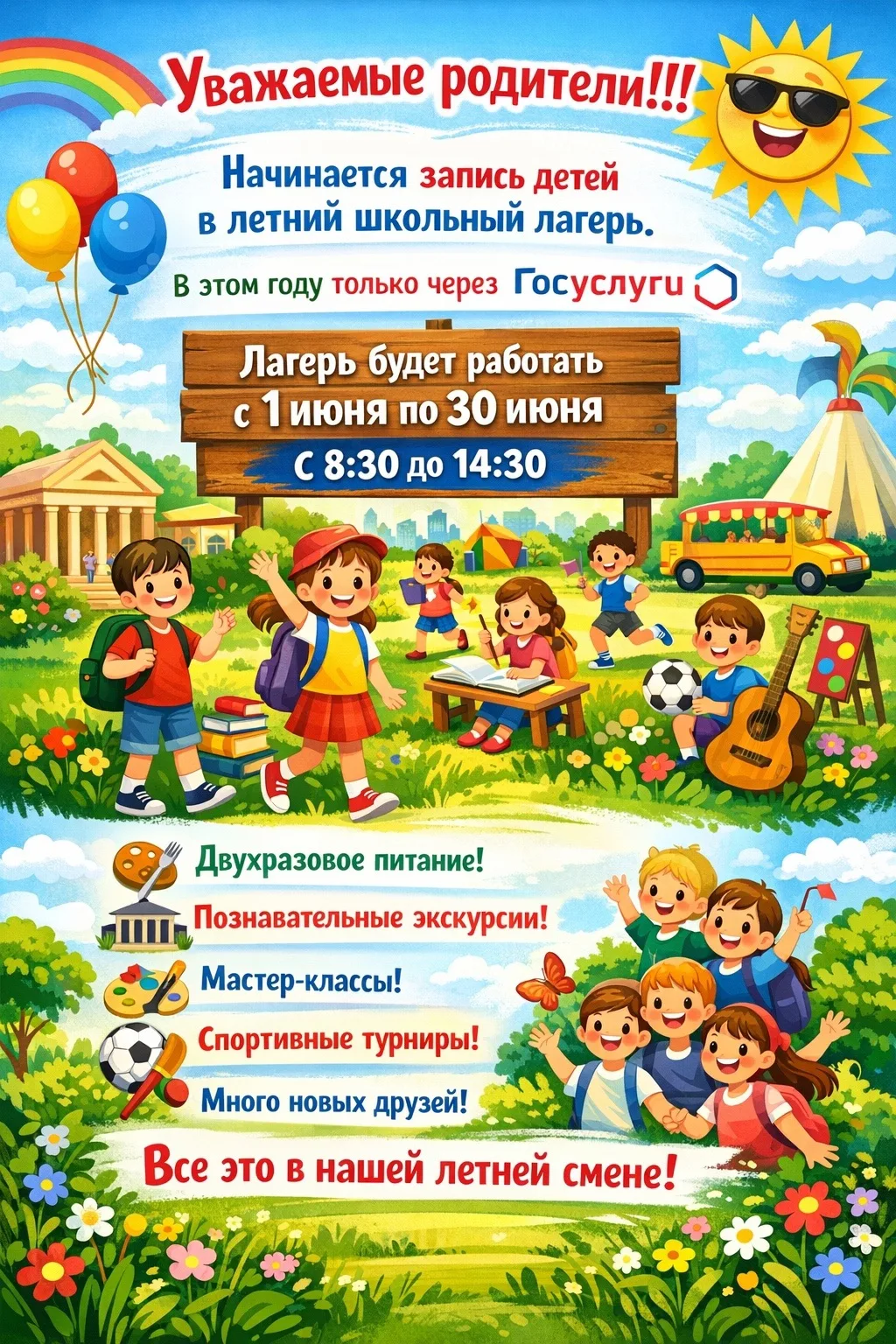 ☀️ УРА! Лето близко, а вместе с ним — наш любимый школьный лагерь!