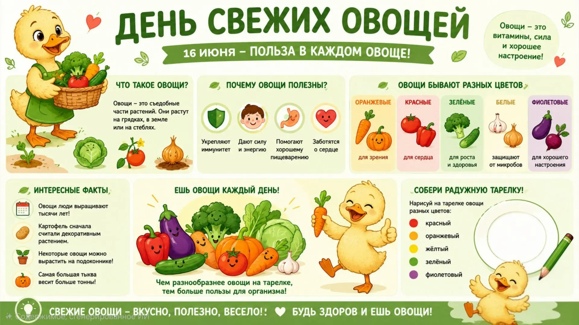 16 июня отмечается необычный и очень полезный праздник — день свежих овощей🍅🍆🥒🥕. В этот день люд