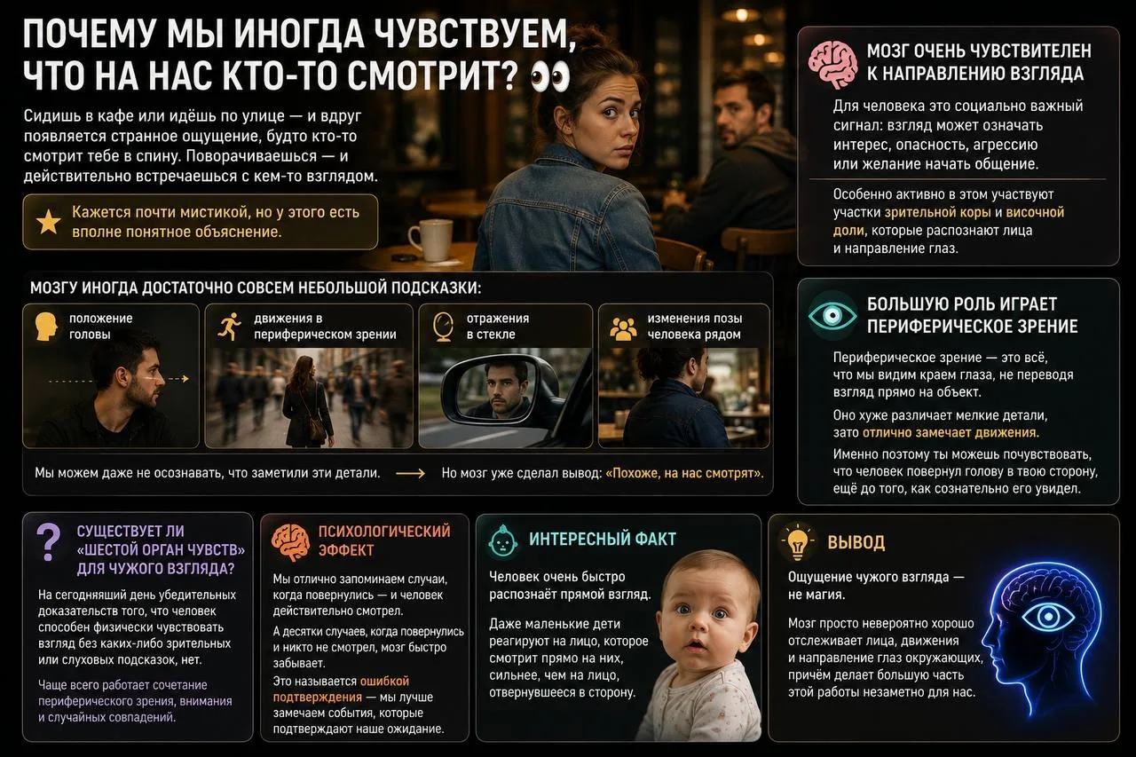 🧠 Почему мы иногда чувствуем, что на нас кто-то смотрит?