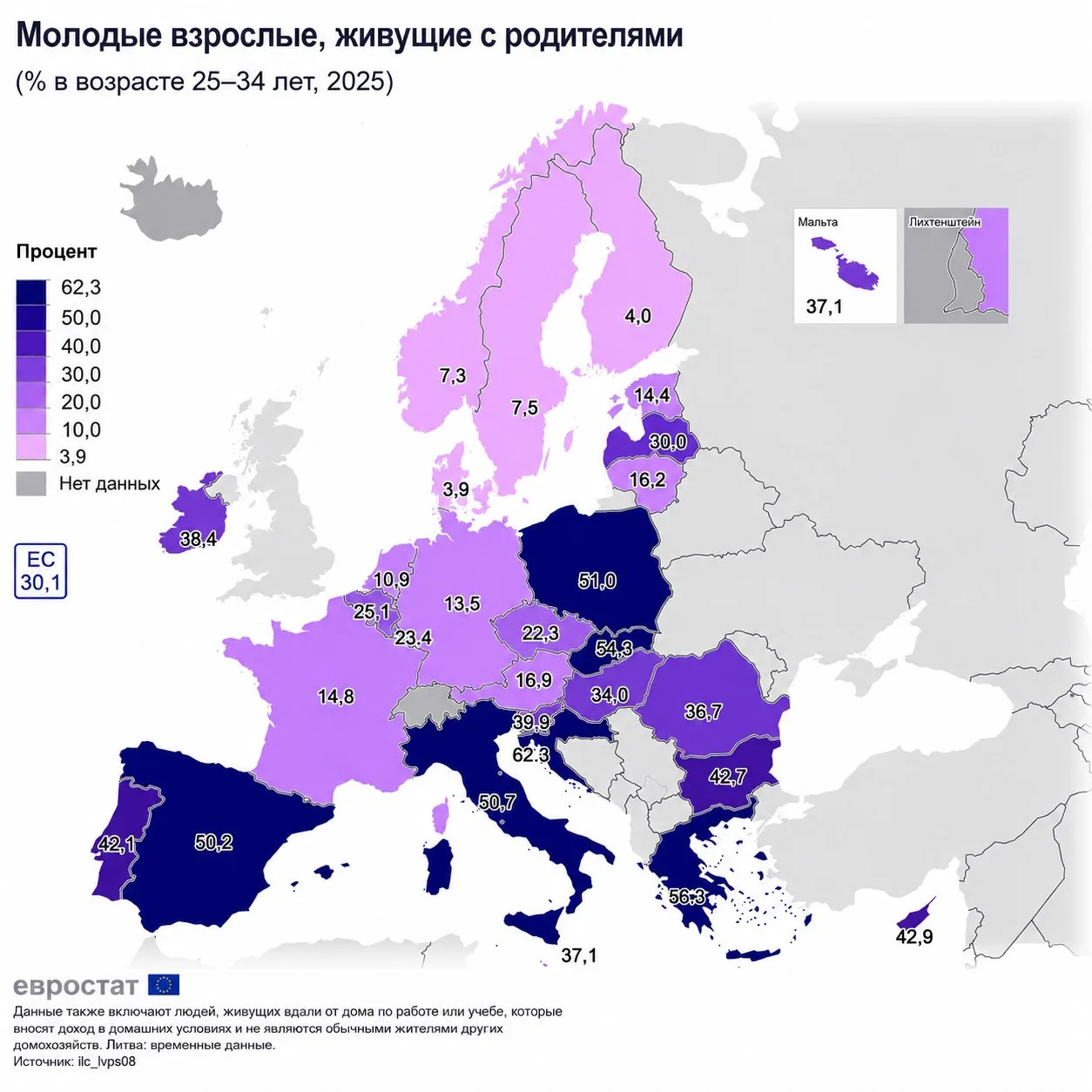 Более 30% молодых людей в ЕС в возрасте 25–34 лет живут с родителями

В последние годы на фоне кризи