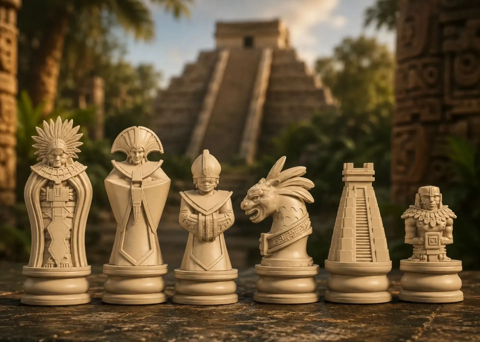 Ацтеки шахматы 3D модель STL