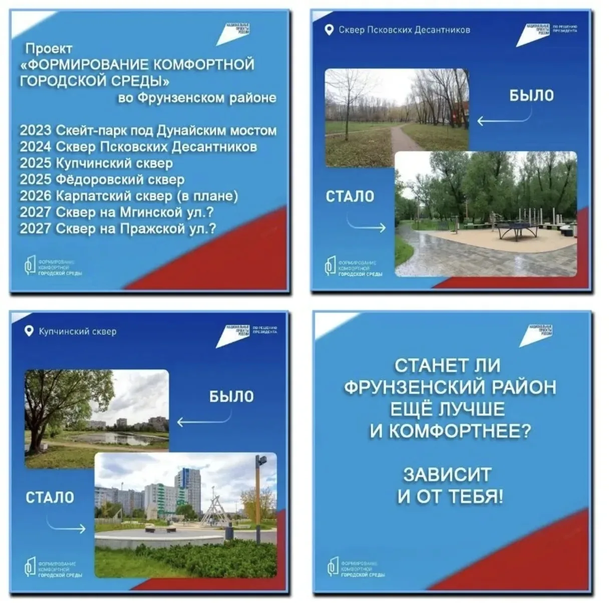 Уважаемые жители района!
Всероссийский проект "Формирование комфортной городской среды" - это новые 