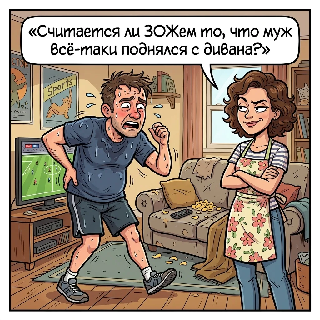 Считается ли ЗОЖем то, что муж всё-таки поднялся с дивана?