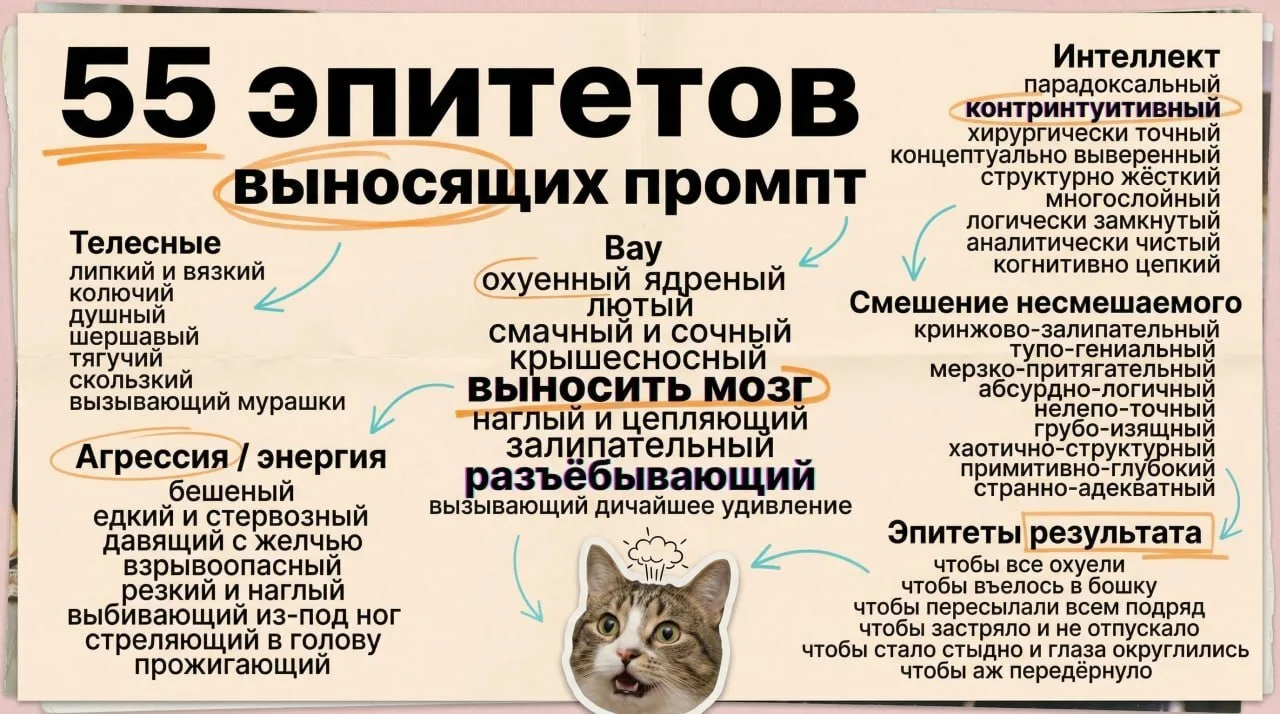 55 эпитетов, выносящих промпт