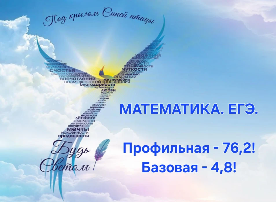 БЛЕСТЯЩАЯ МАТЕМАТИКА!
Профильная - 76,2!🌟
Базовая - 4,8!🌟
Из 17 выпускников, сдававших базовую мат