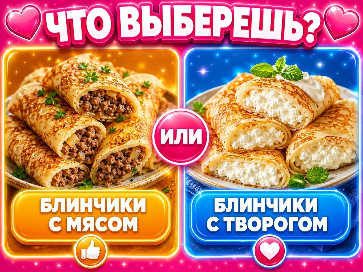 Блинчики с мясом или блинчики с творогом?