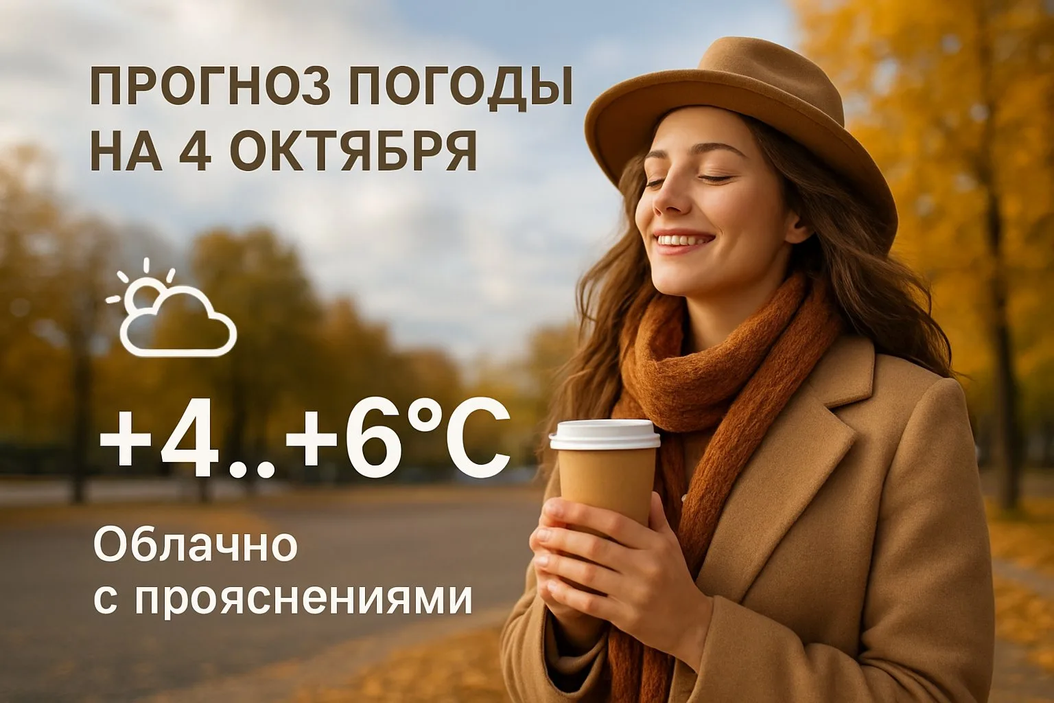 В Заинске 4 октября ожидается облачная погода с прояснениями, днем до +6 градусов