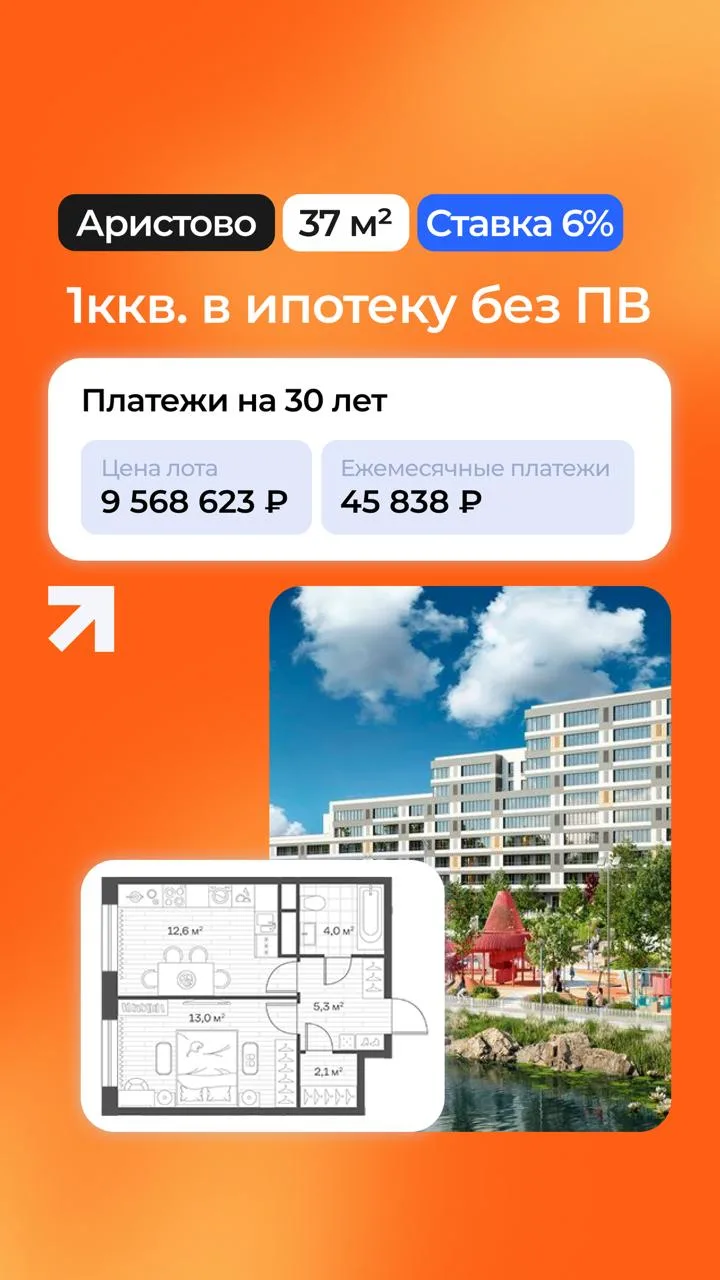 Ипотека без ПВ в проекте Аристов Берег от СИТИ21