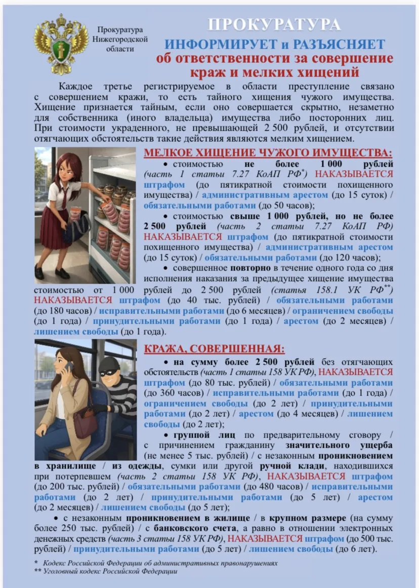⚠️ ВАЖНО ЗНАТЬ: ответственность за кражи и мелкие хищения