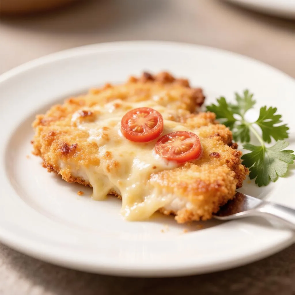 Куриные отбивные с сыром и помидором в аэрогриле