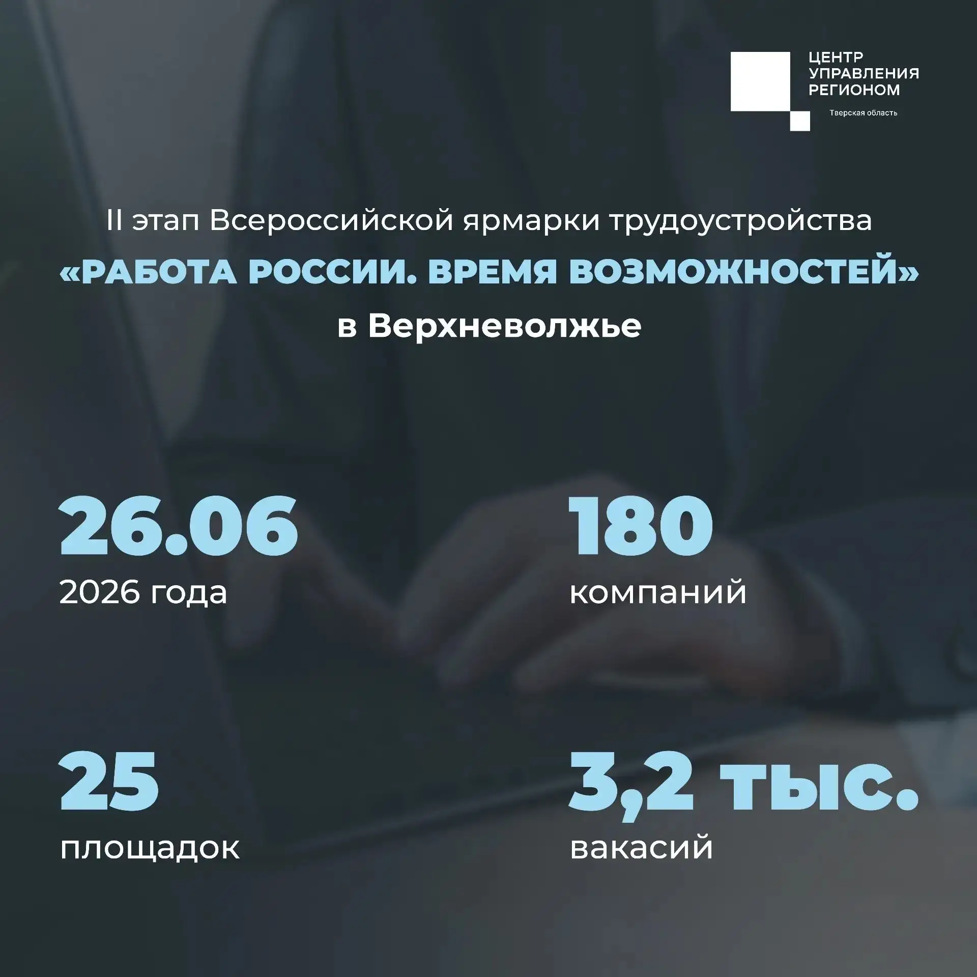 26 июня в Тверской области состоится федеральный этап Всероссийской ярмарки трудоустройства «Работа 