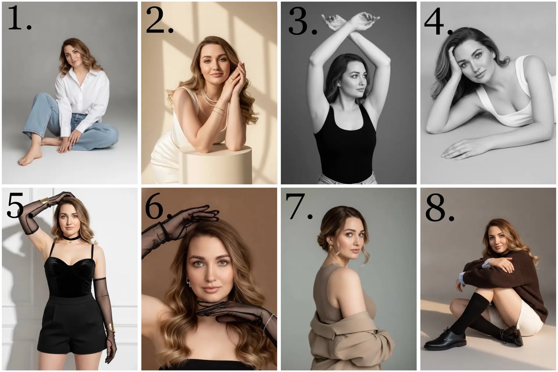 Промты для женской фотосессии «Спокойный минимализм» 💜