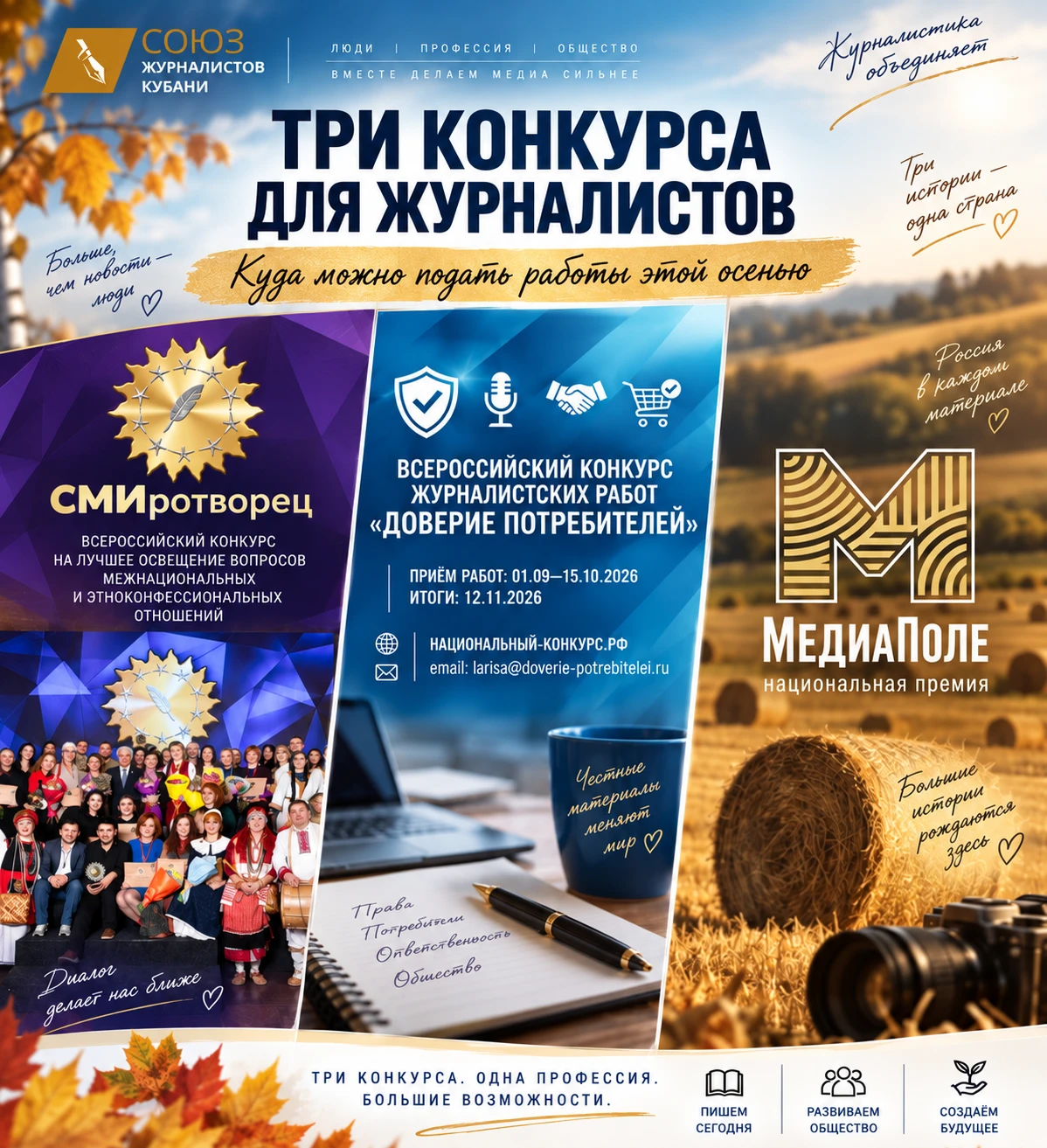 🏆 Три конкурса для журналистов: куда можно подать свои работы этой осенью