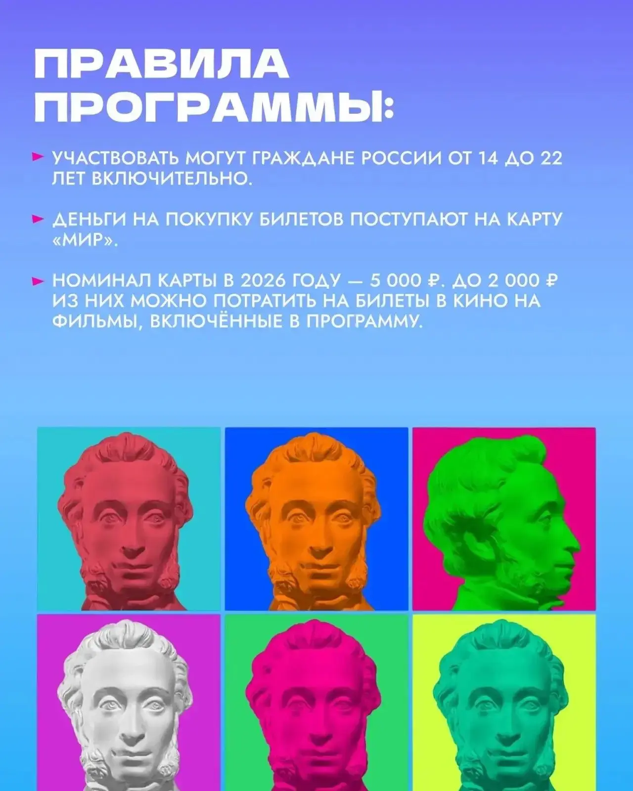 Собрали для вас карточки-памятку по «Пушкинской карте»: как оформить и начать пользоваться