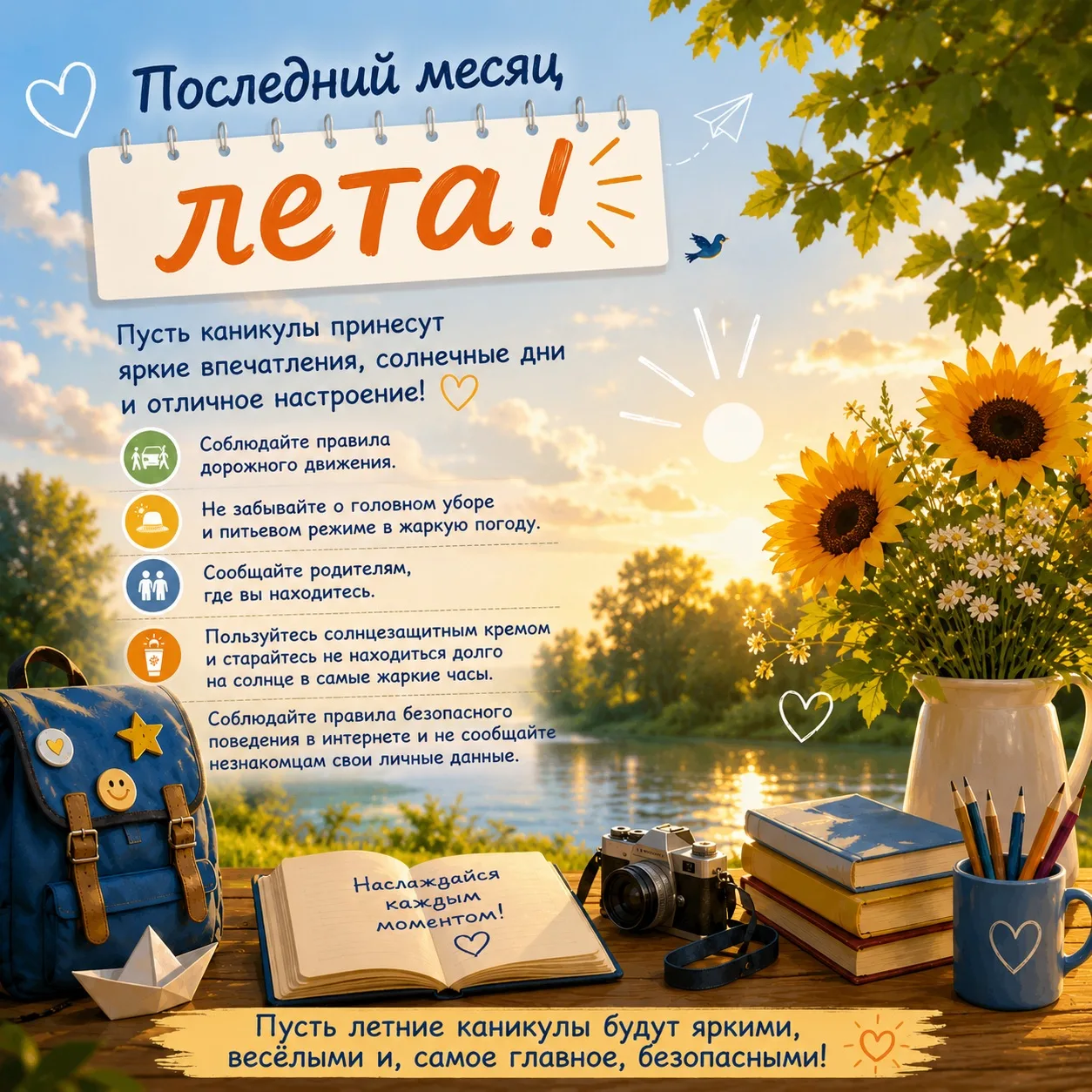 🌞 Первые дни августа уже позади, а впереди ещё столько летних моментов!

💫 А чтобы каникулы принос