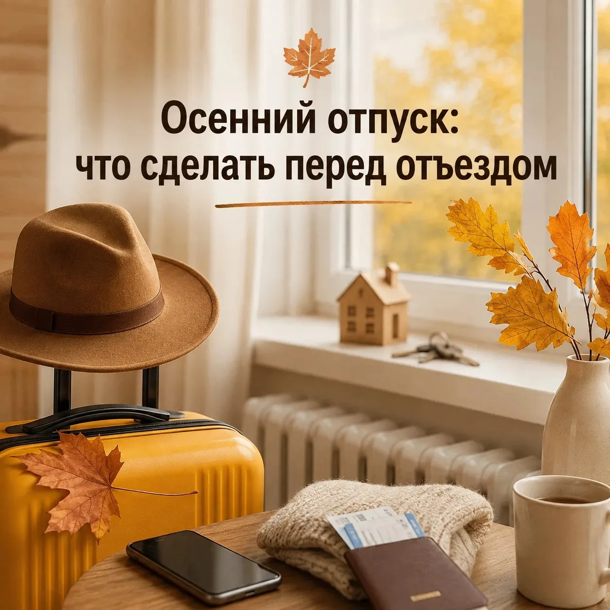 📋 Планируете осенний отпуск? Не забудьте о важных действиях перед отъездом! 🧳  🍂