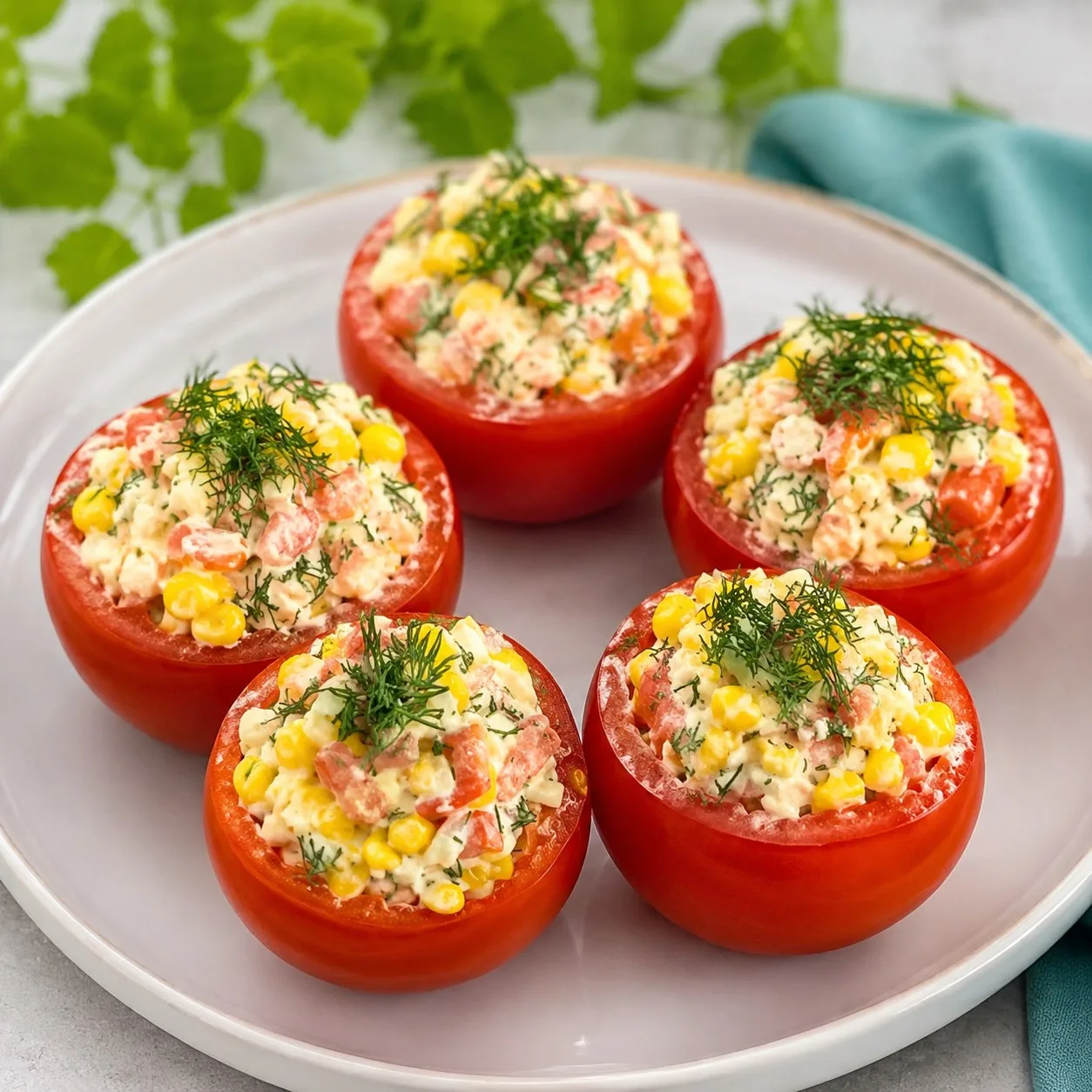 🍅 Летняя закуска (фаршированные помидоры)